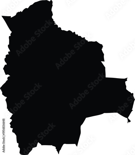 Black silhouette map of bolivia isolated on a white background representing the south american nation.