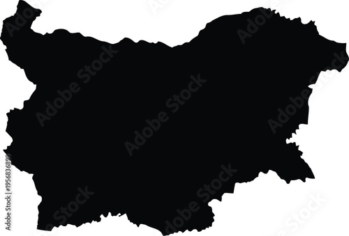 Black silhouette map of bulgaria isolated on a white background for geographic design.