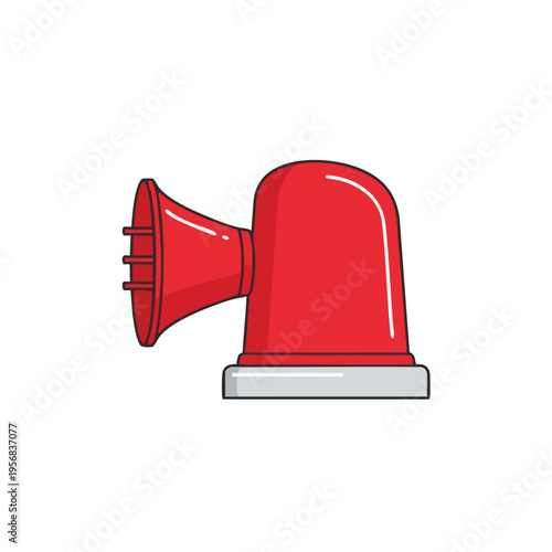 Red siren with megaphone-like nozzle, alert device