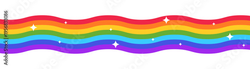 Rainbow wave card template border divider colorful illustration vector