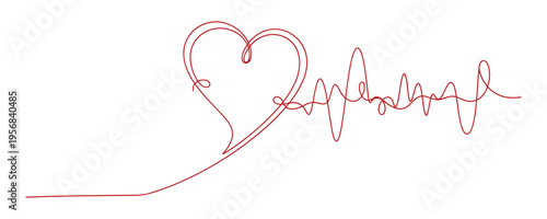 Heart pulse line vector graphic for medical health and romantic cardiology art