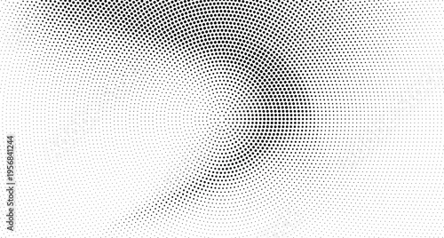 Abstract halftone pattern background with radial dots, monochrome graphic design element for posters, flyers, and digital art
