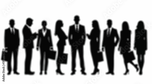 Professional business team silhouettes ,group of standing business men and women 
