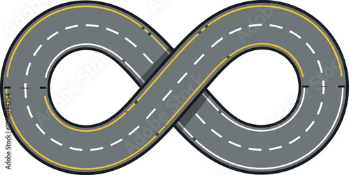 An infinity symbol creatively designed as a looping winding roadway