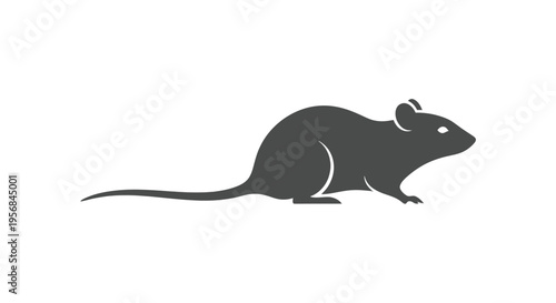 Simple Black Silhouette of a Mouse.