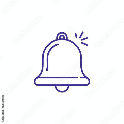 A simple purple outline of a bell with three lines indicating sound