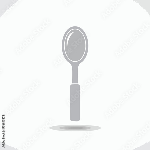 Stylized, monochromatic spoon with a simple oval bowl and rectangular handle