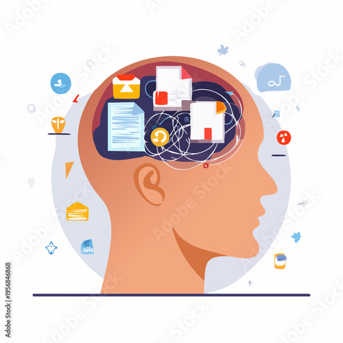 Abstract Mind Chaos Illustration – Information Overload and Complexity Concept