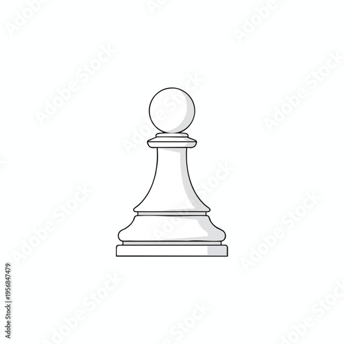 Line art of a classic white chess pawn, isolated on white