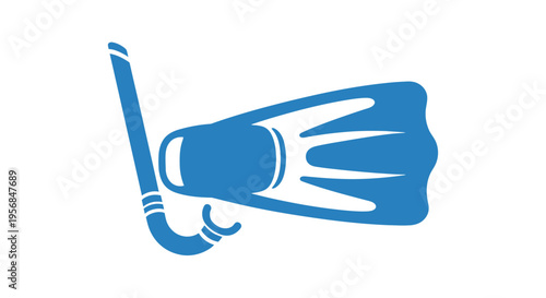 Blue Snorkeling Mask and Fins Icon.