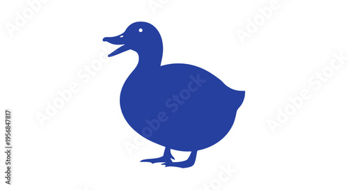 Blue Duck Silhouette Standing Alone.