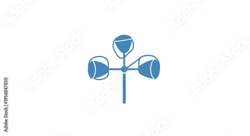 Blue Wind Vane Weather Instrument Illustration.
