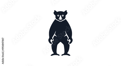 Black Bear Silhouette Standing on Hind Legs.