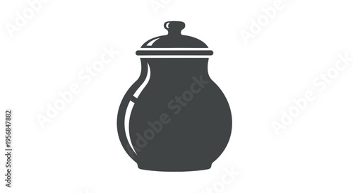 Simple Black Coffee Pot Silhouette Illustration.