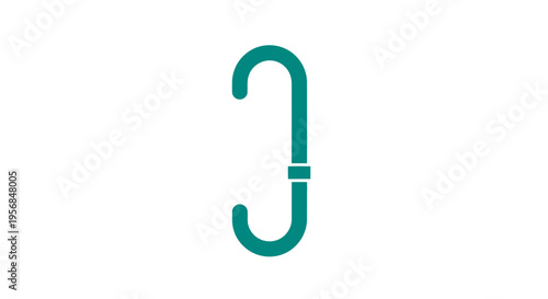 Green Carabiner Clip Isolated on White.