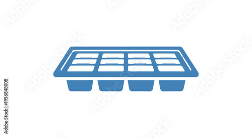 Blue Ice Cube Tray with Empty Cubes.