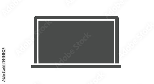 Simple Gray Laptop Computer Icon Illustration.
