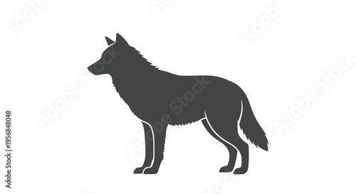 Simple black silhouette of a wolf.