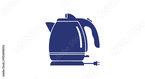 Electric Kettle Illustration with Power Cord.