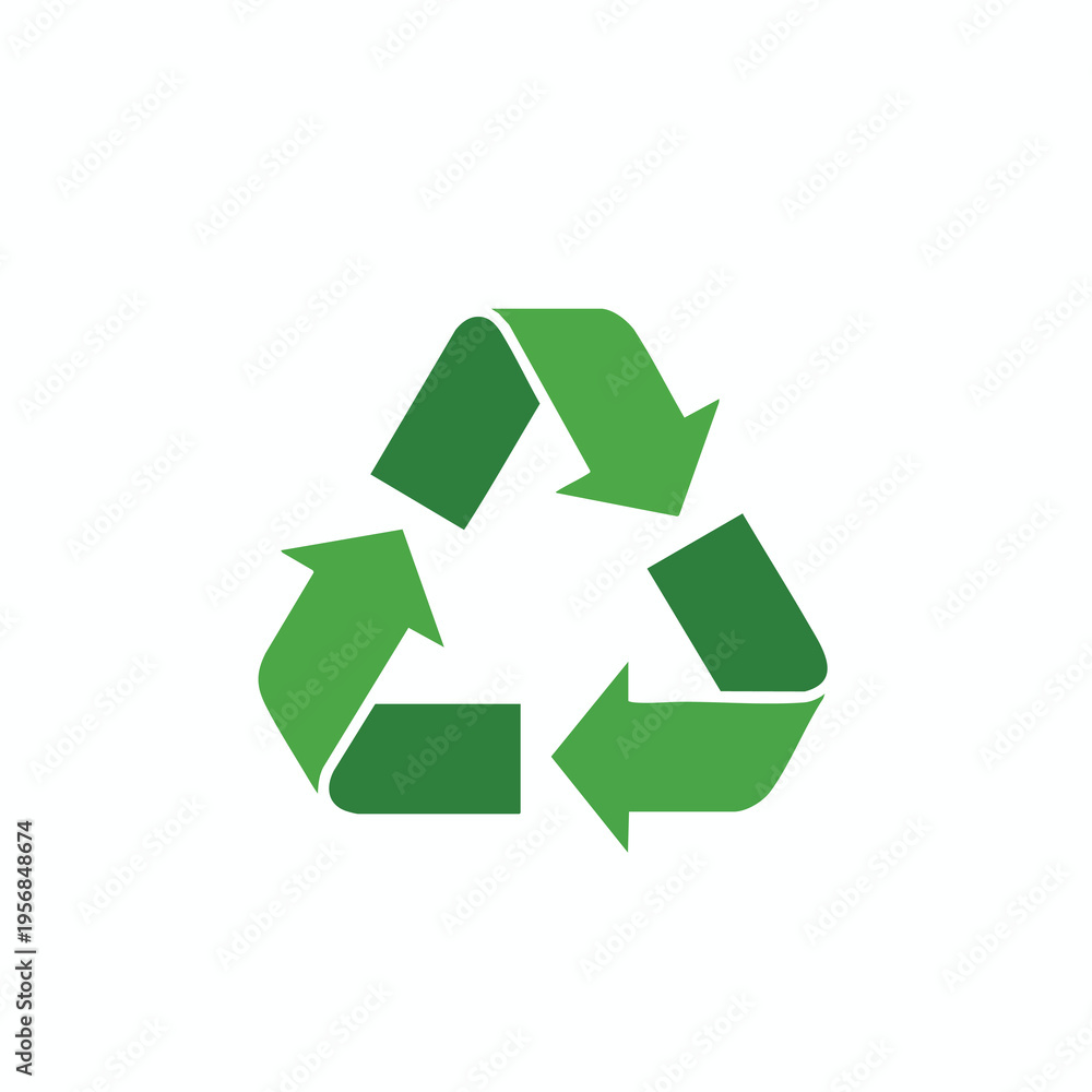 Fototapeta premium Iconic green three-arrow symbol for recycling