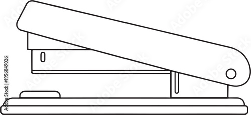 Desk Stapler Line Art Icon Black and White Office Stationery Tool Vector Illustration