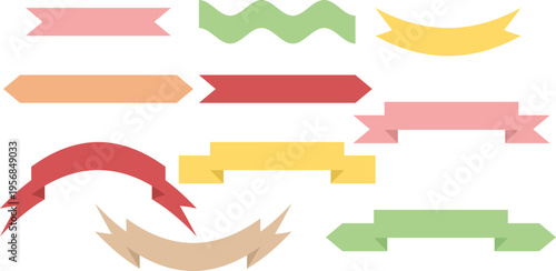 Colorful Vector Ribbon Banner Set for Flat Design and Labels