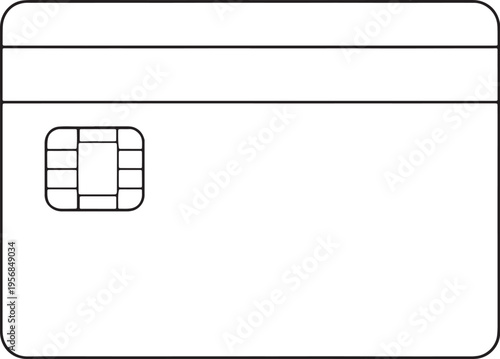 Credit Card Line Art Icon Black and White Bank Payment Card Vector Illustration