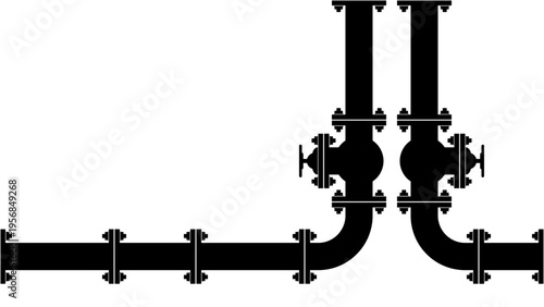 two pipelines infographic, industrial background, oil water gas transportation pipes, plumbing system vector illustration