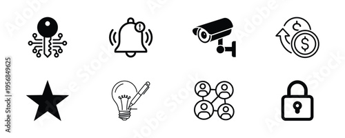 Collection of security and notification icons