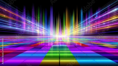 Colorful Abstract Background: Neon Lights, Grid, Futuristic