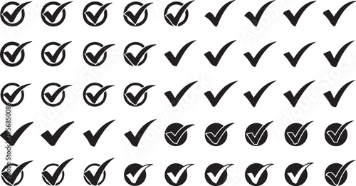 Various Checkmark Symbols on White Background Illustration
