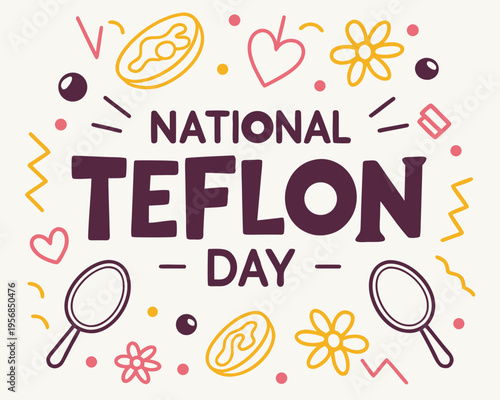 National Teflon Awareness Vector Illustration, Cookware and Household Design