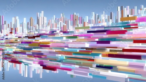 Abstract Cityscape, Colorful Blocks, Modern Design