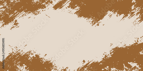 Abstract expressive brushstrokes forming a grunge-style beige and brown background for graphic resources. Featuring a blank canvas to incorporate designs. 