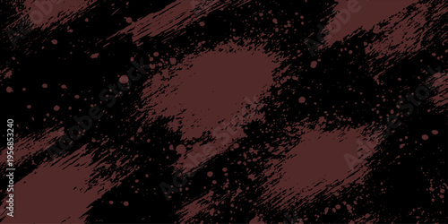 Abstract dark crimson strokes dance across a stark black canvas, creating a dramatic interplay of texture and tone, a symphony of paint and darkness. 