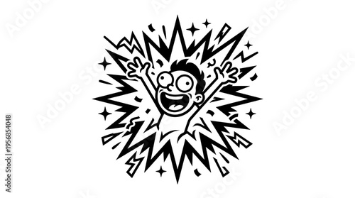 Excited Cartoon Person Electrified