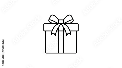 Simple Black and White Gift Box Icon