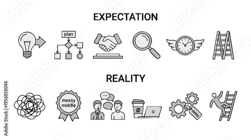 Business Strategy and Collaboration Illustration Showing Planning, Teamwork, Communication and Meeting at Workplace