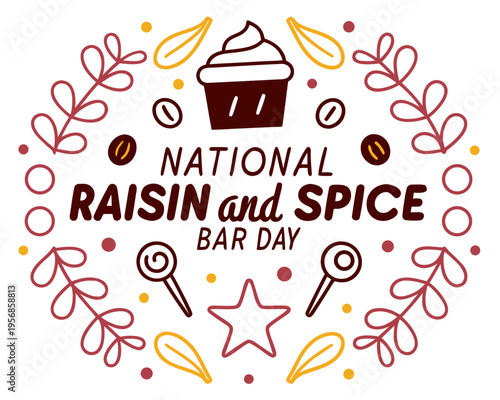 Healthy Snack Vector Illustration, National Raisin and Spice Bar Day Food Concept