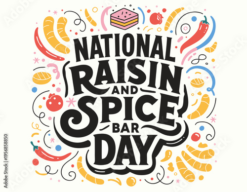 National Raisin and Spice Bar Vector, Natural Ingredients and Nutritious Snack Design