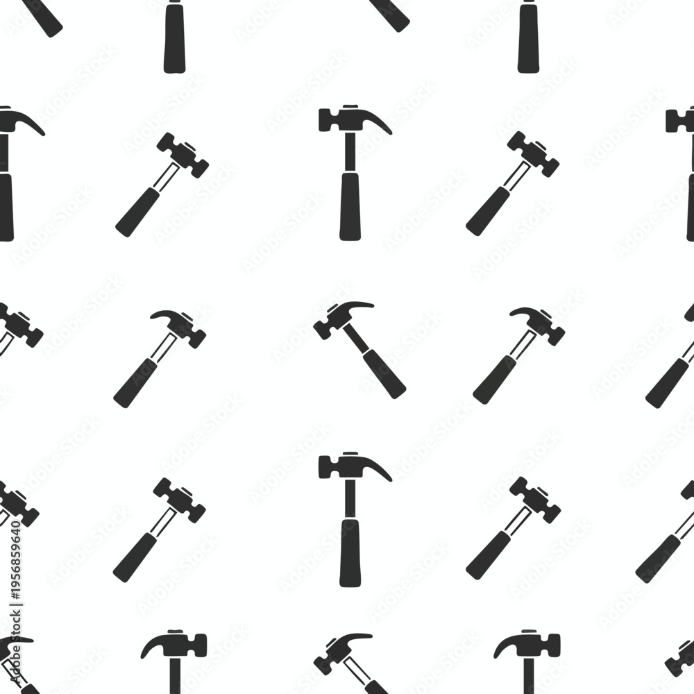 Obraz premium A repeating pattern of black claw hammers on a white background