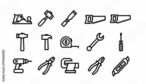 Collection of Hand Tool Icons - Construction and DIY