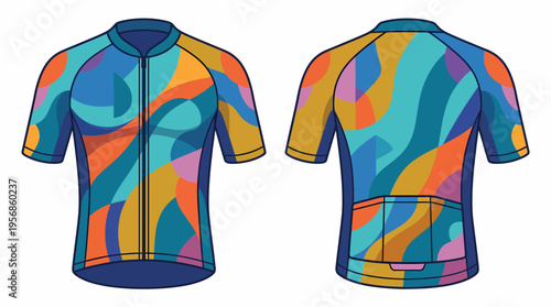 Colorful Cycling Jersey Mockup - Front and Back View