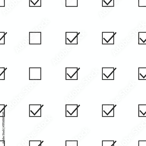 A repeating pattern of empty square boxes and square boxes with checkmarks
