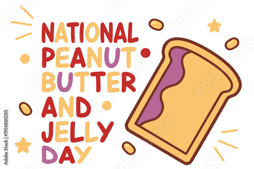 National Peanut Butter and Jelly Day Celebration Vector, Sandwich and Food Art