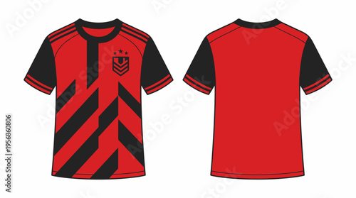 Red Black Soccer Jersey Front Back Mockup
