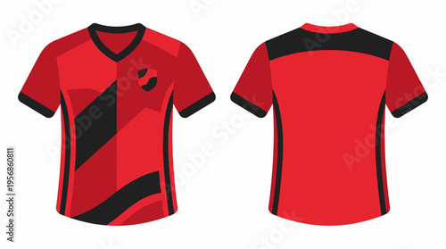 Red Soccer Jersey Front and Back View Isolated