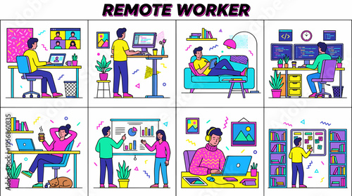 Remote Work: Diverse Home Office Scenes & Freelancer Lifestyles