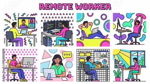 Remote Worker Illustration Set