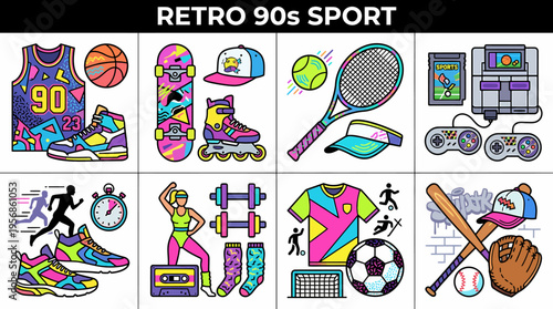 Retro 90s Sport Pixel Art Collection